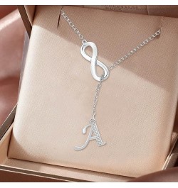 Initial Necklace For Women 8 Shaped Tassel Silver Silver Necklaces For Women A Z 26 Alphabet Initial Necklaces For Teen Girls...