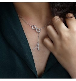 Initial Necklace For Women 8 Shaped Tassel Silver Silver Necklaces For Women A Z 26 Alphabet Initial Necklaces For Teen Girls...