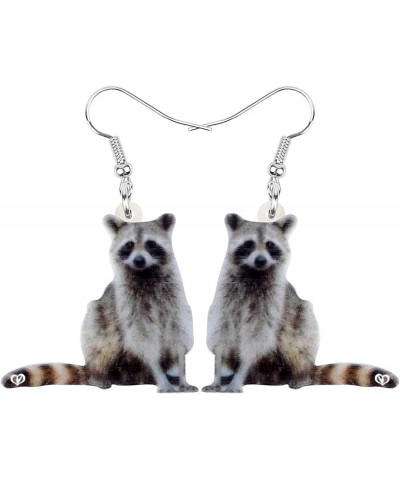 Acrylic Raccoon Ringtail Earrings Drop Dangle Sweet Wild Animal Jewelry For Women Girl Charms Grey,White $6.23 Earrings