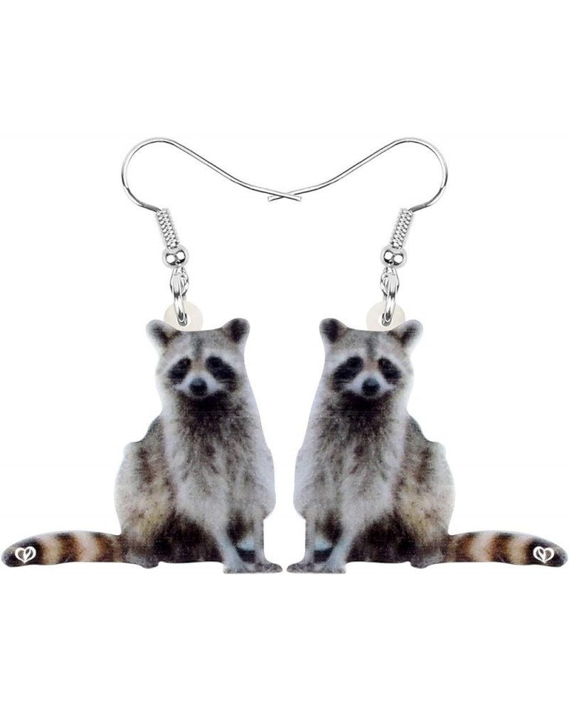 Acrylic Raccoon Ringtail Earrings Drop Dangle Sweet Wild Animal Jewelry For Women Girl Charms Grey,White $6.23 Earrings