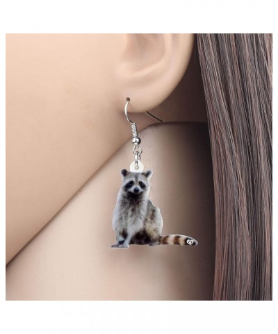 Acrylic Raccoon Ringtail Earrings Drop Dangle Sweet Wild Animal Jewelry For Women Girl Charms Grey,White $6.23 Earrings