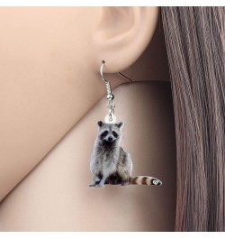 Acrylic Raccoon Ringtail Earrings Drop Dangle Sweet Wild Animal Jewelry For Women Girl Charms Grey,White $6.23 Earrings