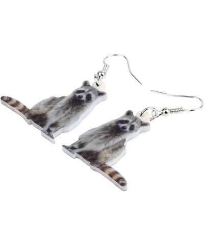 Acrylic Raccoon Ringtail Earrings Drop Dangle Sweet Wild Animal Jewelry For Women Girl Charms Grey,White $6.23 Earrings