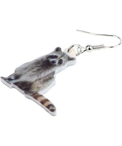 Acrylic Raccoon Ringtail Earrings Drop Dangle Sweet Wild Animal Jewelry For Women Girl Charms Grey,White $6.23 Earrings