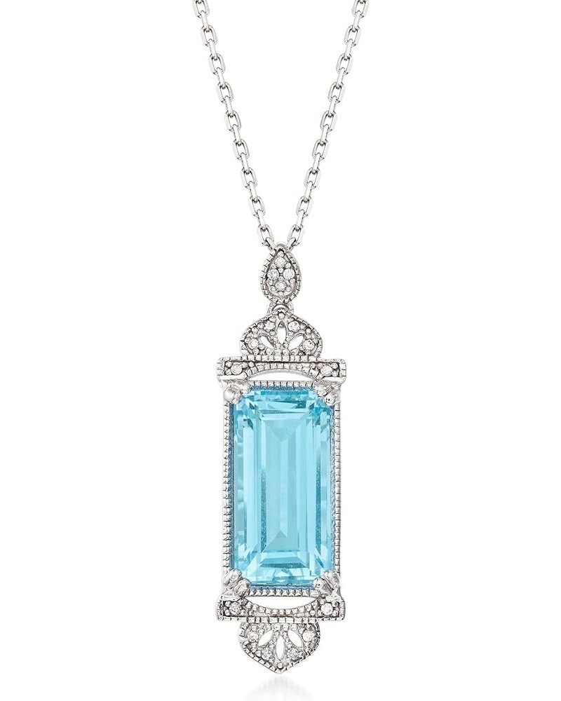 4.80 Carat Sky Blue Topaz Pendant Necklace With Diamond Accents in Sterling Silver 20.0 Inches $77.70 Necklaces