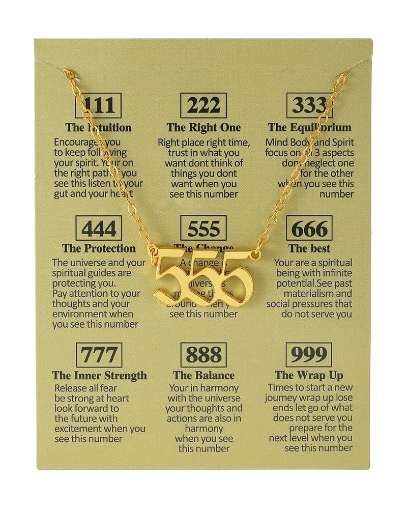 Angel Number Necklace 222 333 444 888 555 111 777 999 666 Necklace Gold Plated Bling Angel Choker Pendant Necklace for women ...