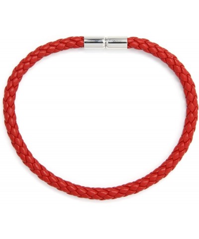 Hand Braided Leather Bracelet – Stackable Wrap Bracelets for Men & Women, Wristband with Magnetic Clasp by KEVA Red $11.00 Br...