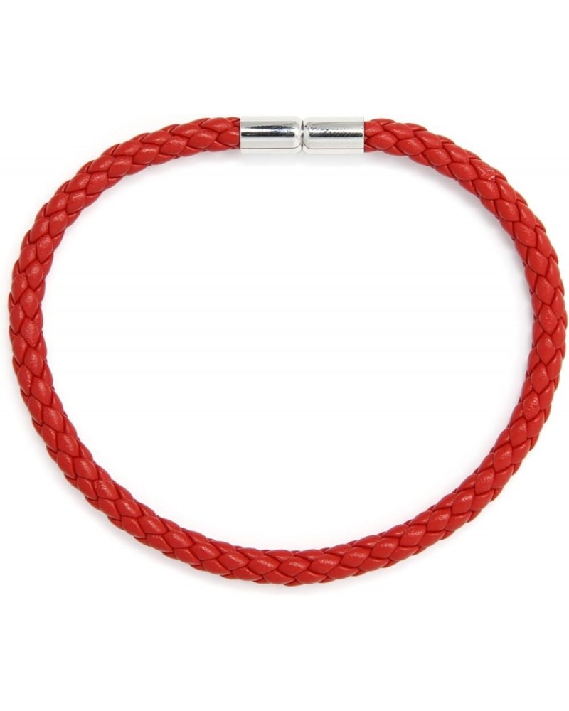 Hand Braided Leather Bracelet – Stackable Wrap Bracelets for Men & Women, Wristband with Magnetic Clasp by KEVA Red $11.00 Br...