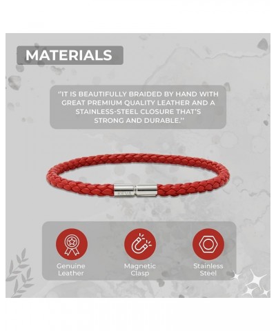 Hand Braided Leather Bracelet – Stackable Wrap Bracelets for Men & Women, Wristband with Magnetic Clasp by KEVA Red $11.00 Br...