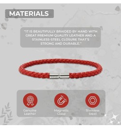 Hand Braided Leather Bracelet – Stackable Wrap Bracelets for Men & Women, Wristband with Magnetic Clasp by KEVA Red $11.00 Br...