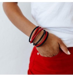 Hand Braided Leather Bracelet – Stackable Wrap Bracelets for Men & Women, Wristband with Magnetic Clasp by KEVA Red $11.00 Br...