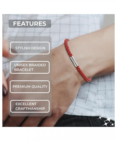 Hand Braided Leather Bracelet – Stackable Wrap Bracelets for Men & Women, Wristband with Magnetic Clasp by KEVA Red $11.00 Br...