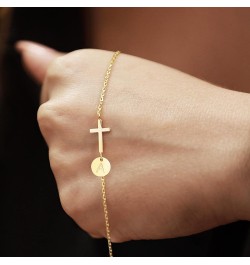 Cross Bracelet for Women Dainty Cross Bracelet with Initials Gold Link Chain Bracelets Christian Gifts for Women Teens Easter...