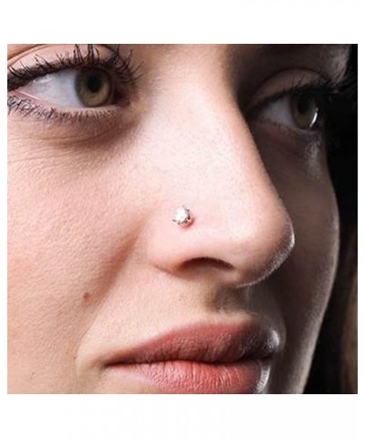 Fake Nose Rings Stainless Steel Inlaid CZ Faux Piercing Jewelry Fake Nose Ring Spring Clip on Circle Hoop No Pierced Septum N...