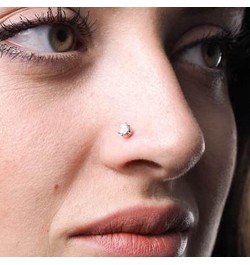 Fake Nose Rings Stainless Steel Inlaid CZ Faux Piercing Jewelry Fake Nose Ring Spring Clip on Circle Hoop No Pierced Septum N...