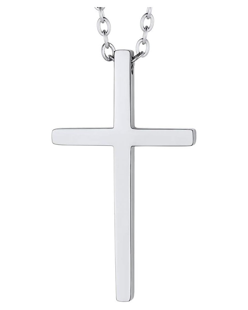 Stainless Steel Cross Necklace for Men Women, Silver/Black/Gold Tone, Two Size, Hypoallergenic, Engrave Text Available, Come ...