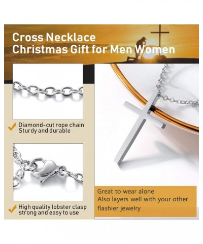 Stainless Steel Cross Necklace for Men Women, Silver/Black/Gold Tone, Two Size, Hypoallergenic, Engrave Text Available, Come ...