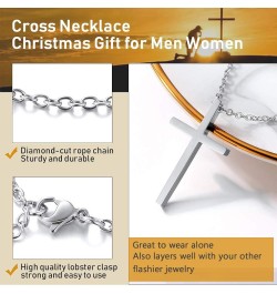 Stainless Steel Cross Necklace for Men Women, Silver/Black/Gold Tone, Two Size, Hypoallergenic, Engrave Text Available, Come ...