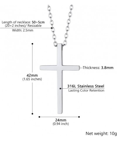 Stainless Steel Cross Necklace for Men Women, Silver/Black/Gold Tone, Two Size, Hypoallergenic, Engrave Text Available, Come ...