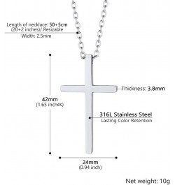 Stainless Steel Cross Necklace for Men Women, Silver/Black/Gold Tone, Two Size, Hypoallergenic, Engrave Text Available, Come ...