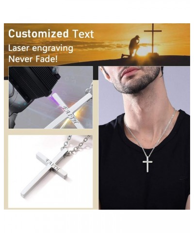 Stainless Steel Cross Necklace for Men Women, Silver/Black/Gold Tone, Two Size, Hypoallergenic, Engrave Text Available, Come ...