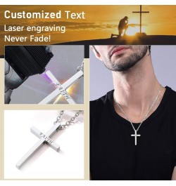 Stainless Steel Cross Necklace for Men Women, Silver/Black/Gold Tone, Two Size, Hypoallergenic, Engrave Text Available, Come ...