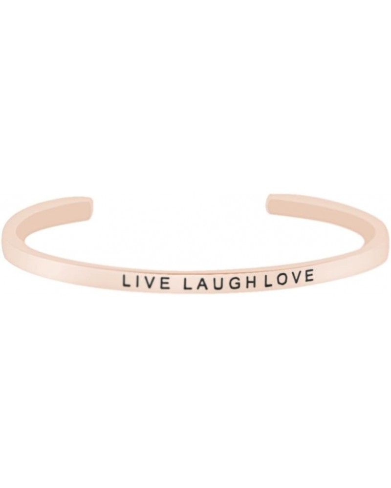 Personalized Inspirational Cuff Bracelet for Women in 14k Rose Gold Over Sterling Silver "LIVE LAUGH LOVE $29.70 Bracelets