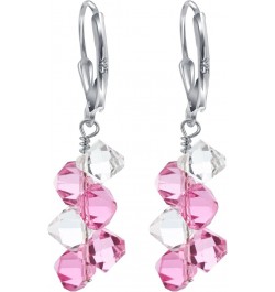 Cluster Style Bicone Austrian Crystals Handmade 925 Sterling Silver Leverback Drop Earrings for Women Clear and Pink $15.84 E...