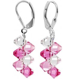 Cluster Style Bicone Austrian Crystals Handmade 925 Sterling Silver Leverback Drop Earrings for Women Clear and Pink $15.84 E...