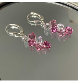 Cluster Style Bicone Austrian Crystals Handmade 925 Sterling Silver Leverback Drop Earrings for Women Clear and Pink $15.84 E...