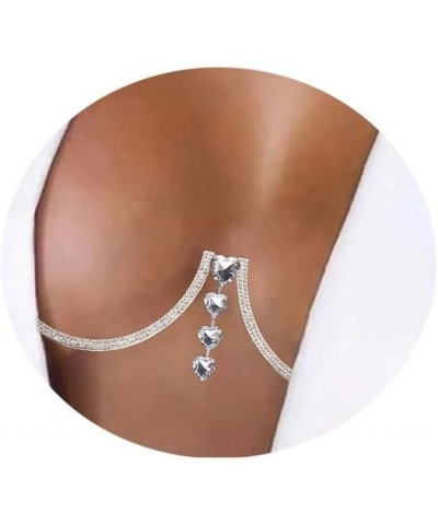 Rhinestone Sexy Chest Bracket Chain Crystal Heart Pendant Chest Bracket Bra Chain Rave Party Bikini Body Chain Jewelry Access...