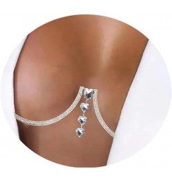 Rhinestone Sexy Chest Bracket Chain Crystal Heart Pendant Chest Bracket Bra Chain Rave Party Bikini Body Chain Jewelry Access...