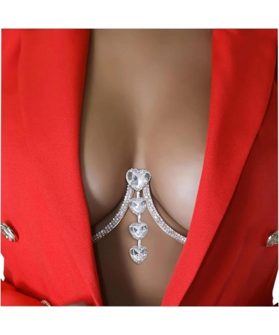 Rhinestone Sexy Chest Bracket Chain Crystal Heart Pendant Chest Bracket Bra Chain Rave Party Bikini Body Chain Jewelry Access...