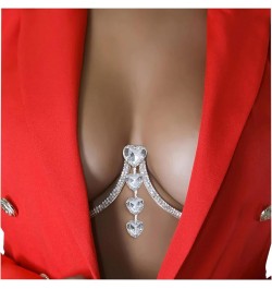 Rhinestone Sexy Chest Bracket Chain Crystal Heart Pendant Chest Bracket Bra Chain Rave Party Bikini Body Chain Jewelry Access...