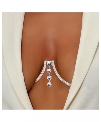 Rhinestone Sexy Chest Bracket Chain Crystal Heart Pendant Chest Bracket Bra Chain Rave Party Bikini Body Chain Jewelry Access...