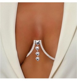 Rhinestone Sexy Chest Bracket Chain Crystal Heart Pendant Chest Bracket Bra Chain Rave Party Bikini Body Chain Jewelry Access...