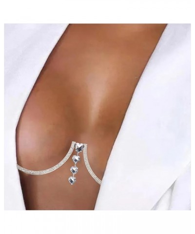 Rhinestone Sexy Chest Bracket Chain Crystal Heart Pendant Chest Bracket Bra Chain Rave Party Bikini Body Chain Jewelry Access...