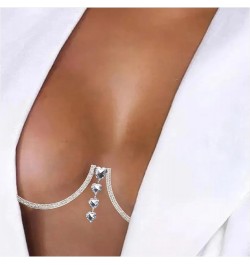 Rhinestone Sexy Chest Bracket Chain Crystal Heart Pendant Chest Bracket Bra Chain Rave Party Bikini Body Chain Jewelry Access...