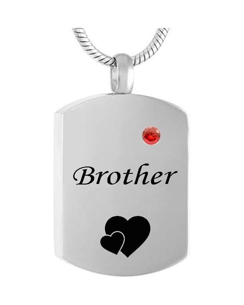 misyou Cremation Jewelry Brother Square Tag Urn Memorial Necklace for Ashes Keepsake Birthstone Jewelry $11.21 Necklaces