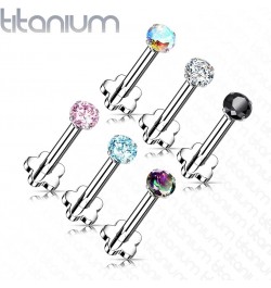 Dynamique Implant Grade Titanium Threadless Push In Flower Base Labret, Flat Back Studs With CZ Prong Set Top For Cartilage, ...