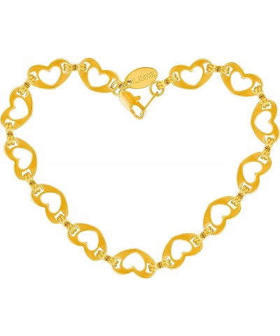 Flat Heart Link Anklet for Women & Teen Girls 24k Gold Plated 9.0 Inches $13.83 Anklets