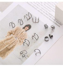 12 Pcs Ear Cuff for Women Girls,12 Styles Cartilage Clip On Earrings Set Stainless Steel Ear Clip Fake Cartilage Earring Non ...