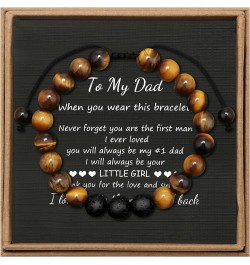 To My Man Mens Bead Bracelet for Boyfriend Husband, Adjustable 8mm Mens Tiger Eye Black Matte Agate Bead Bracelets To My Dad-...