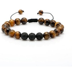 To My Man Mens Bead Bracelet for Boyfriend Husband, Adjustable 8mm Mens Tiger Eye Black Matte Agate Bead Bracelets To My Dad-...