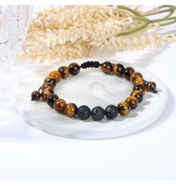 To My Man Mens Bead Bracelet for Boyfriend Husband, Adjustable 8mm Mens Tiger Eye Black Matte Agate Bead Bracelets To My Dad-...