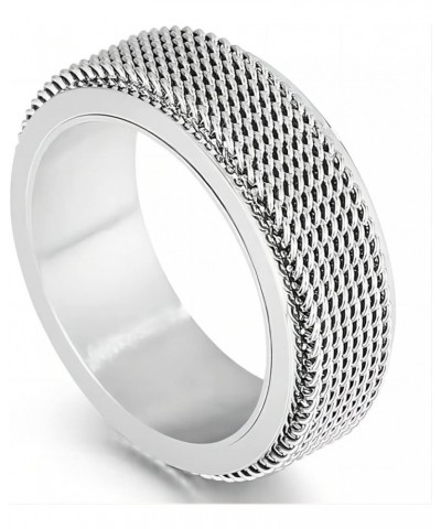 Spinner Ring for Men Woman,Gold Steel Black Titanium Steel Ring Personalized Woven Mesh,Size 5-12(8mm width) 10 steel $8.37 R...