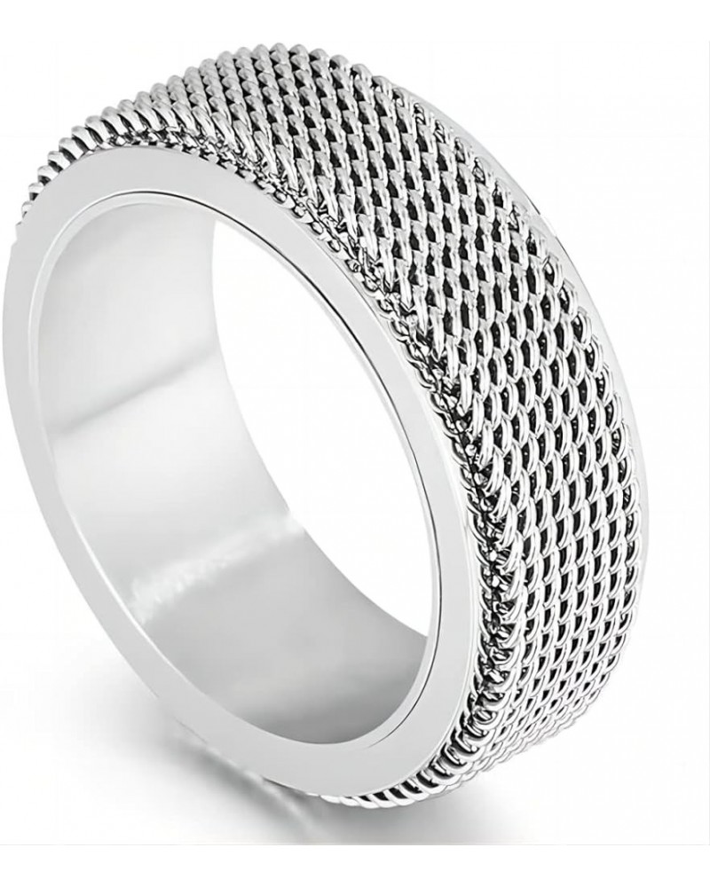 Spinner Ring for Men Woman,Gold Steel Black Titanium Steel Ring Personalized Woven Mesh,Size 5-12(8mm width) 10 steel $8.37 R...