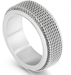 Spinner Ring for Men Woman,Gold Steel Black Titanium Steel Ring Personalized Woven Mesh,Size 5-12(8mm width) 10 steel $8.37 R...