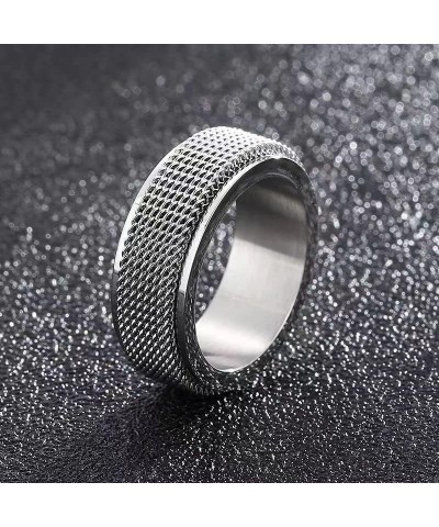 Spinner Ring for Men Woman,Gold Steel Black Titanium Steel Ring Personalized Woven Mesh,Size 5-12(8mm width) 10 steel $8.37 R...