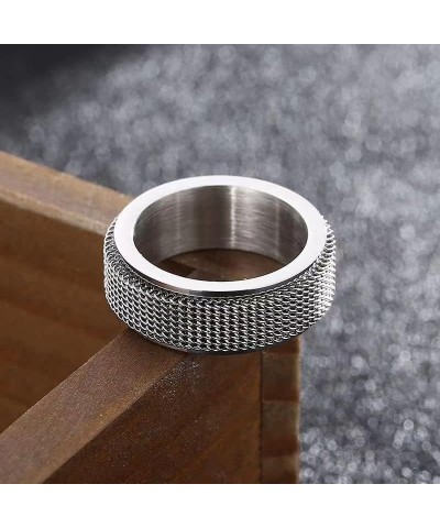 Spinner Ring for Men Woman,Gold Steel Black Titanium Steel Ring Personalized Woven Mesh,Size 5-12(8mm width) 10 steel $8.37 R...